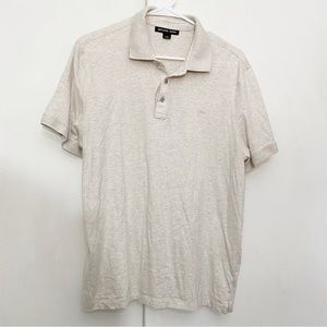 MICHAEL KORS lightweight heathered cotton knit polo shirt oatmeal color L